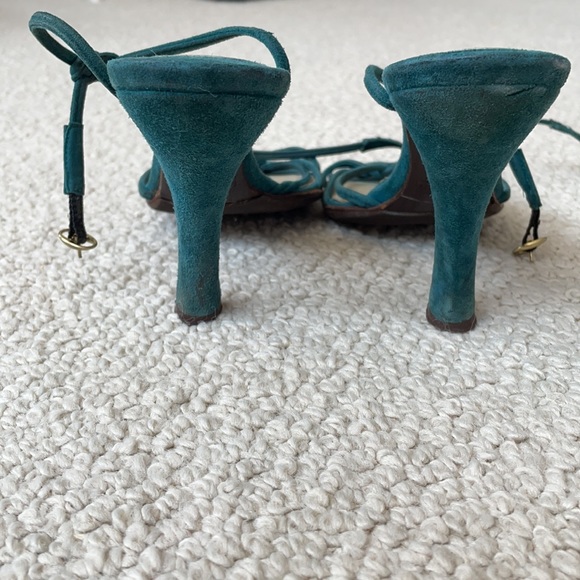 Marc Jacobs Teal Strappy Suede Strappy Sandals - Picture 3 of 4